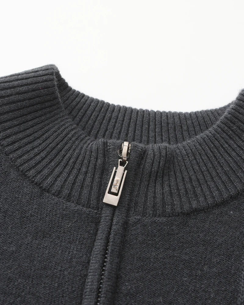 Elite Ribbed Cashmere Half Zip