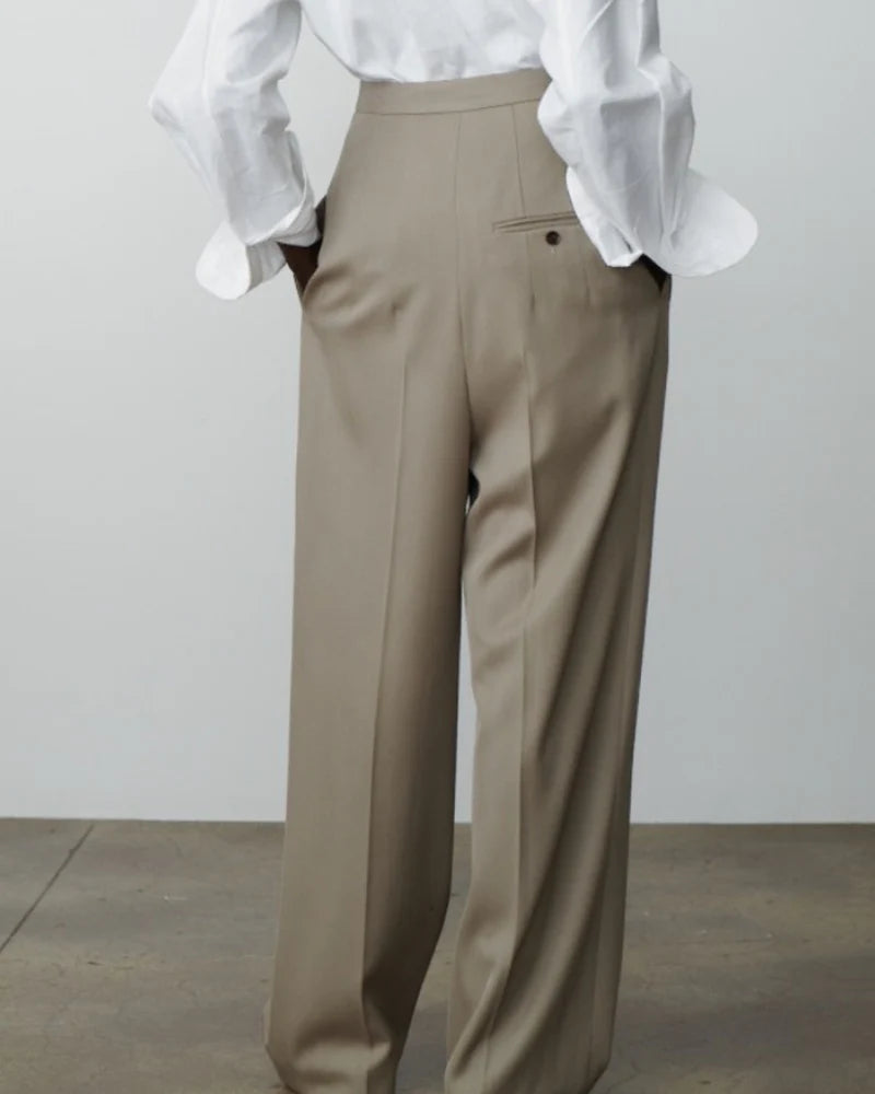 Woolen Wide-Leg Trousers