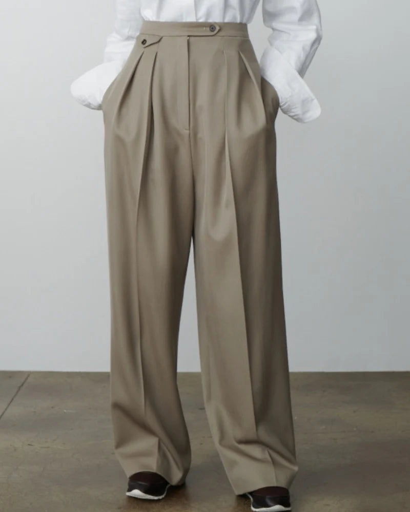 Woolen Wide-Leg Trousers