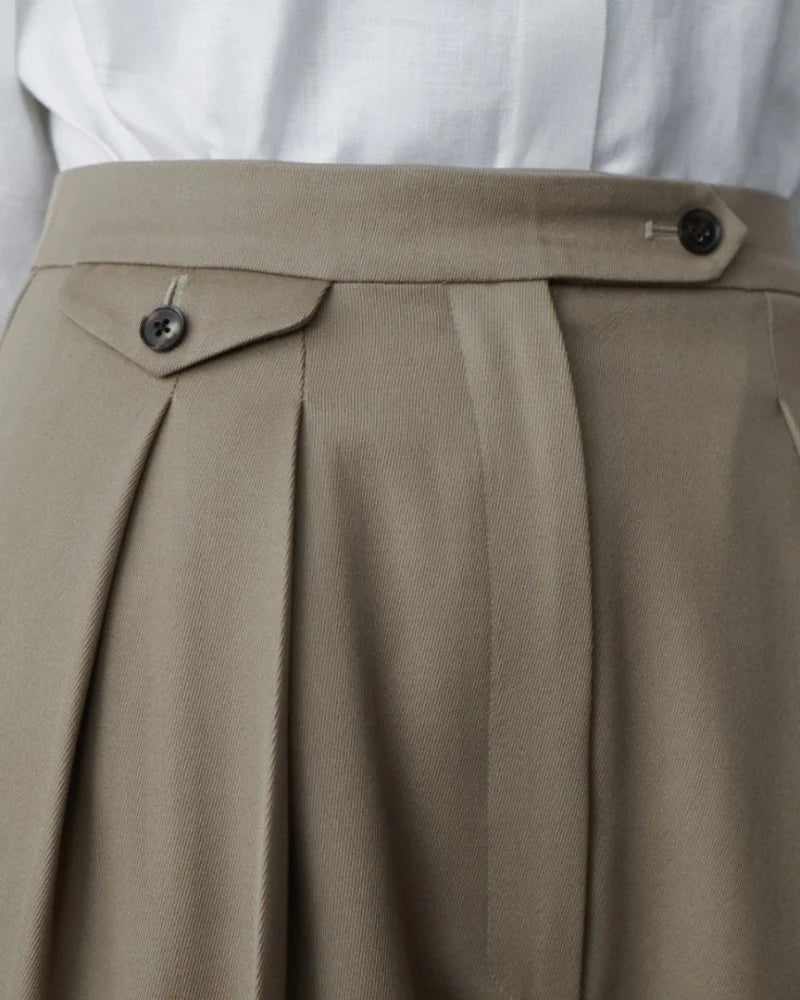 Woolen Wide-Leg Trousers