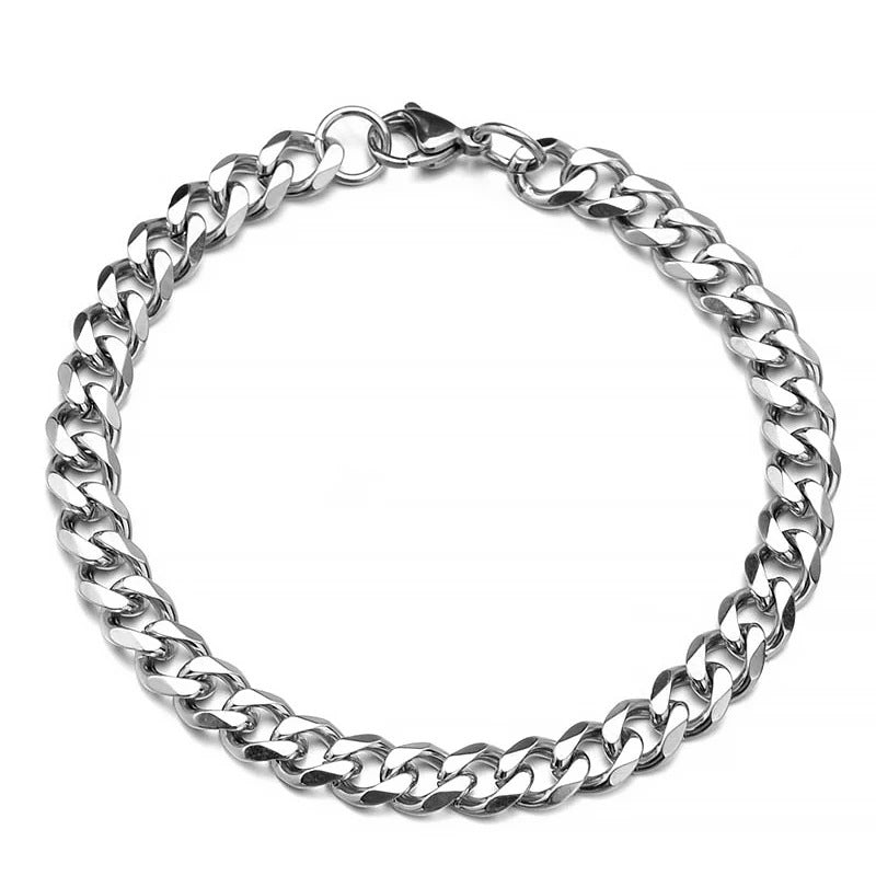 European And American Trendy Six Sided Grinding Stainless Steel Cuban Bracelet