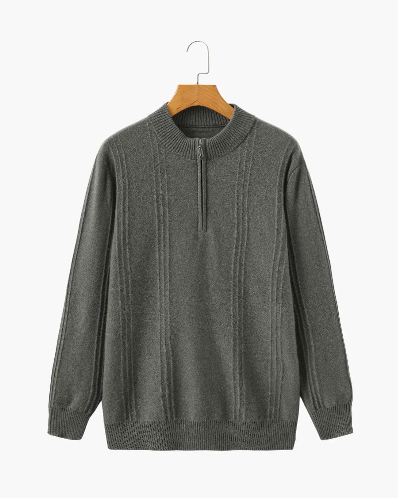 Elite Ribbed Cashmere Half Zip
