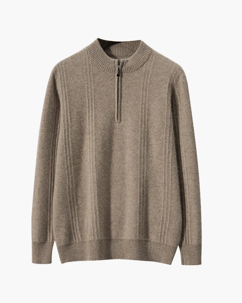 Elite Ribbed Cashmere Half Zip