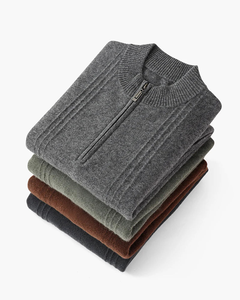 Elite Ribbed Cashmere Half Zip