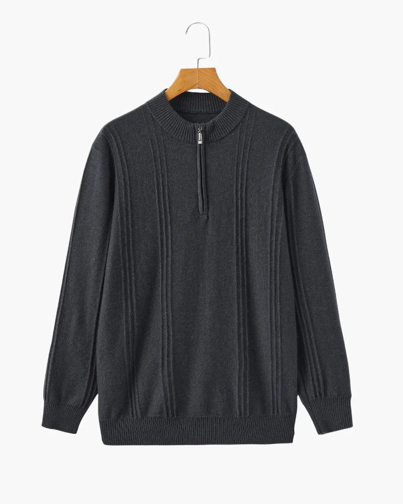 Elite Ribbed Cashmere Half Zip