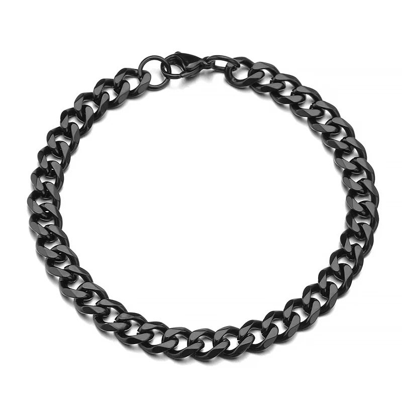 European And American Trendy Six Sided Grinding Stainless Steel Cuban Bracelet
