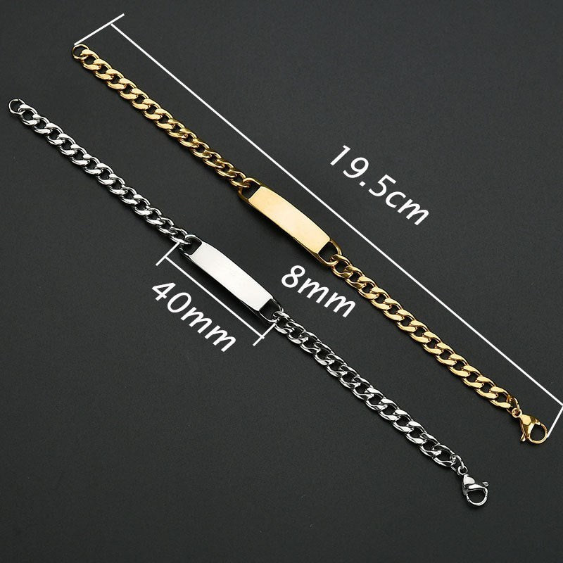 Simple and glossy black curved brand bracelet