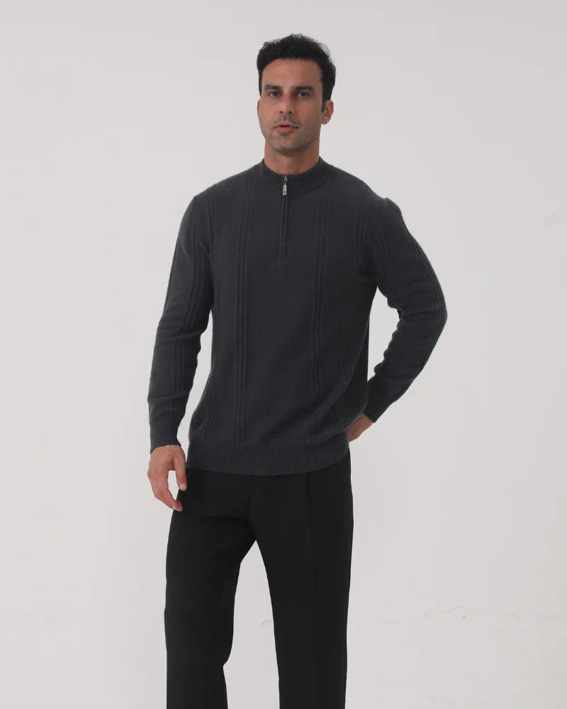 Elite Ribbed Cashmere Half Zip