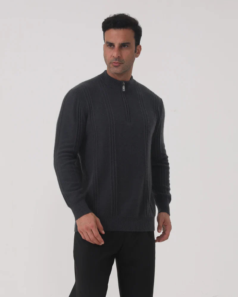 Elite Ribbed Cashmere Half Zip