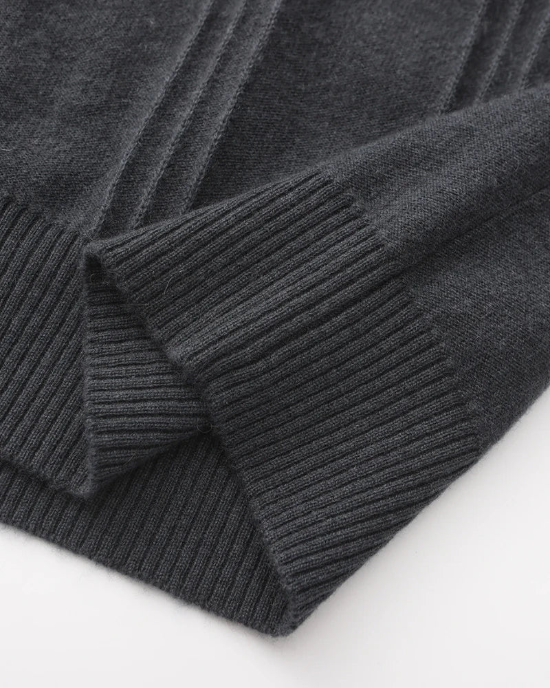 Elite Ribbed Cashmere Half Zip