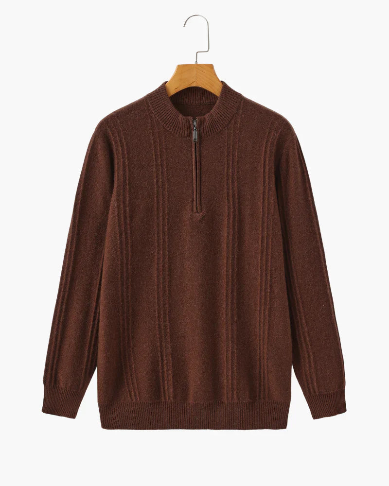Elite Ribbed Cashmere Half Zip