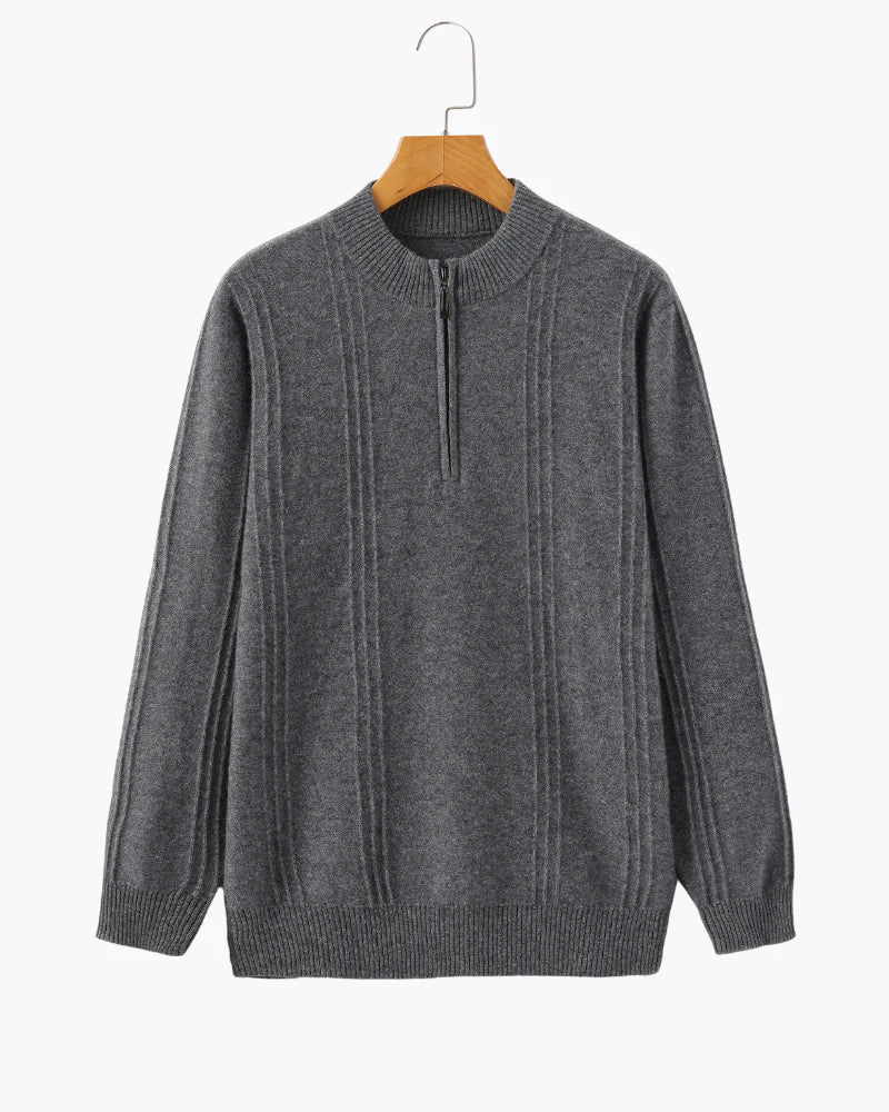 Elite Ribbed Cashmere Half Zip